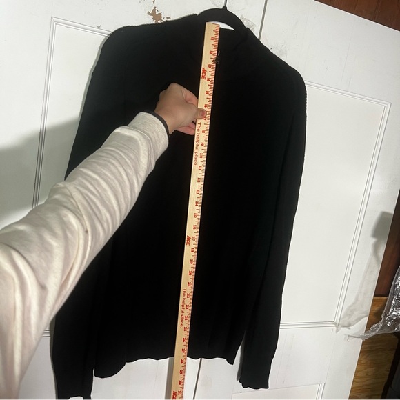 Banana Republic Full Zip Sweater EXTRA FINE MERINO WOOL Black Size Medium - Picture 6 of 11
